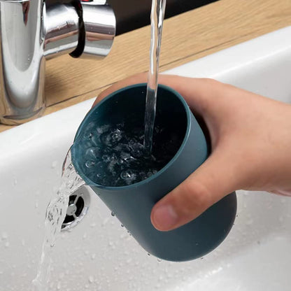 Wukusy multipurpose plastic wall mount toothbrush holder with two cups, ideal for bathroom organization and home improvement.