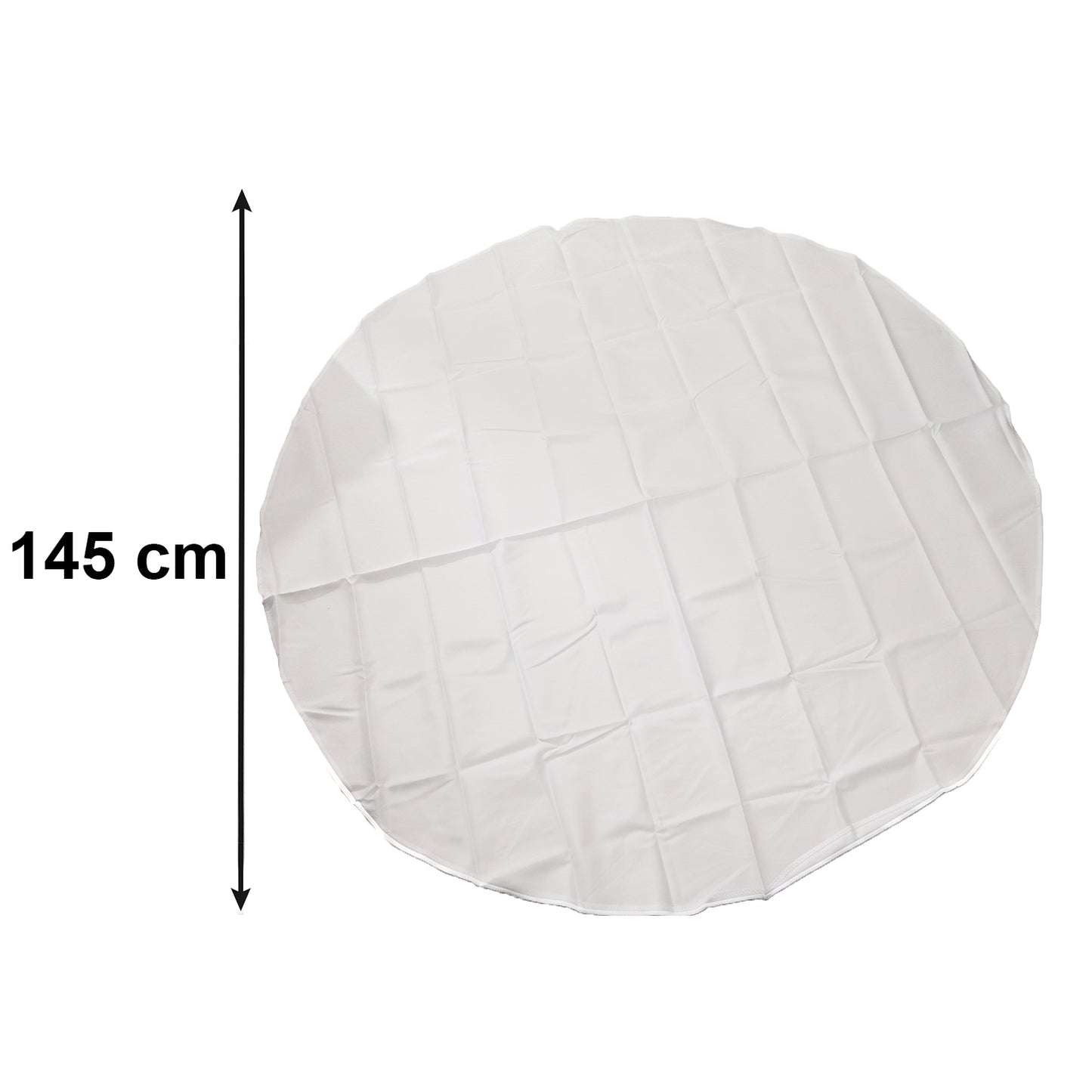 Wukusy multipurpose round dining table mat, 150x150 cm, fabric protector for dining tables, shown on a wooden table.