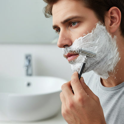 Wukusy classic double edge shaving razor for men in mixed colors, featuring a sleek handle and safety blade for a close shave