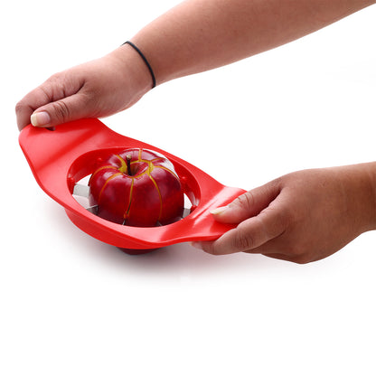 Wukusy 8124 Ganesh stainless steel apple cutter with colorful plastic handle, designed for easy and even apple slicing.