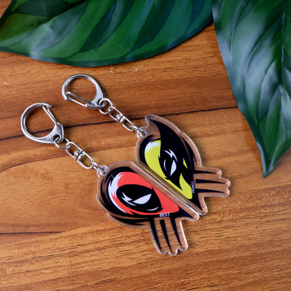 Wukusy 2-in-1 Best Friends matching acrylic breakable keychains for home decor, featuring fun, colorful designs with keyring attachments.