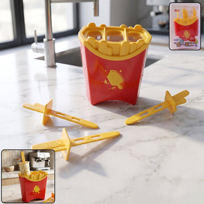 Wukusy French fries shape ice popsicle mold set with three reusable kulfi ice cream molds on a countertop.