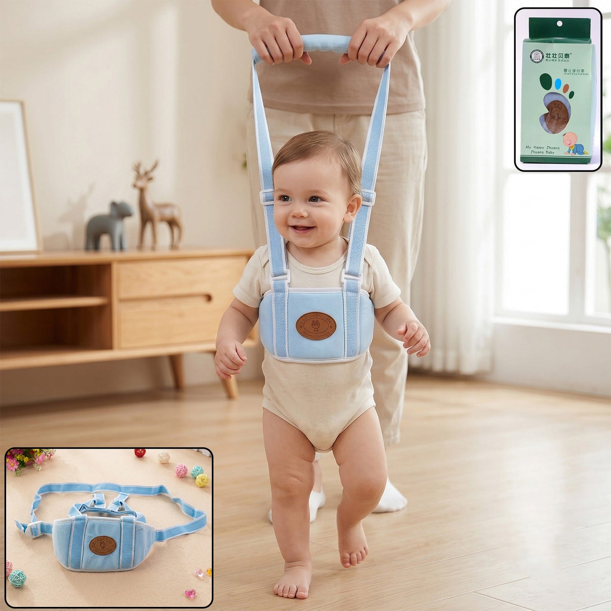 Wukusy baby walking assist belt with handle, toddler learning walk harness, adjustable safety harness for children.