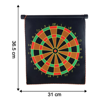 Wukusy 12-inch magnetic roll-up dartboard game, toy with a flexible surface and magnetic darts for indoor play.