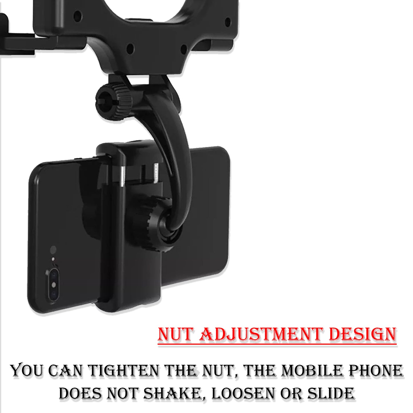 Wukusy universal vehicle rear view mirror mobile phone holder mounted on car mirror for hands-free phone use.