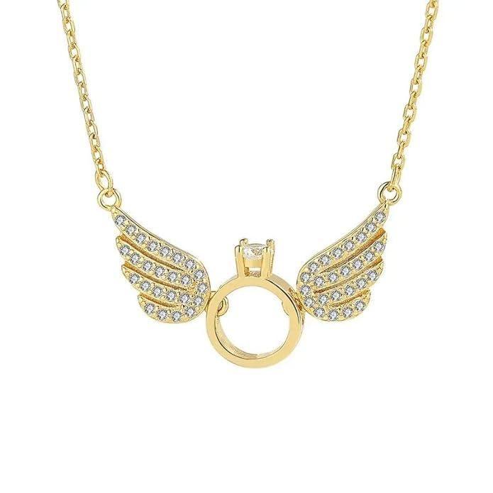 Gold Salty Angel Wings Necklace, delicate jewelry piece by Drpshippr featuring angel wing design in a stylish gold finish.