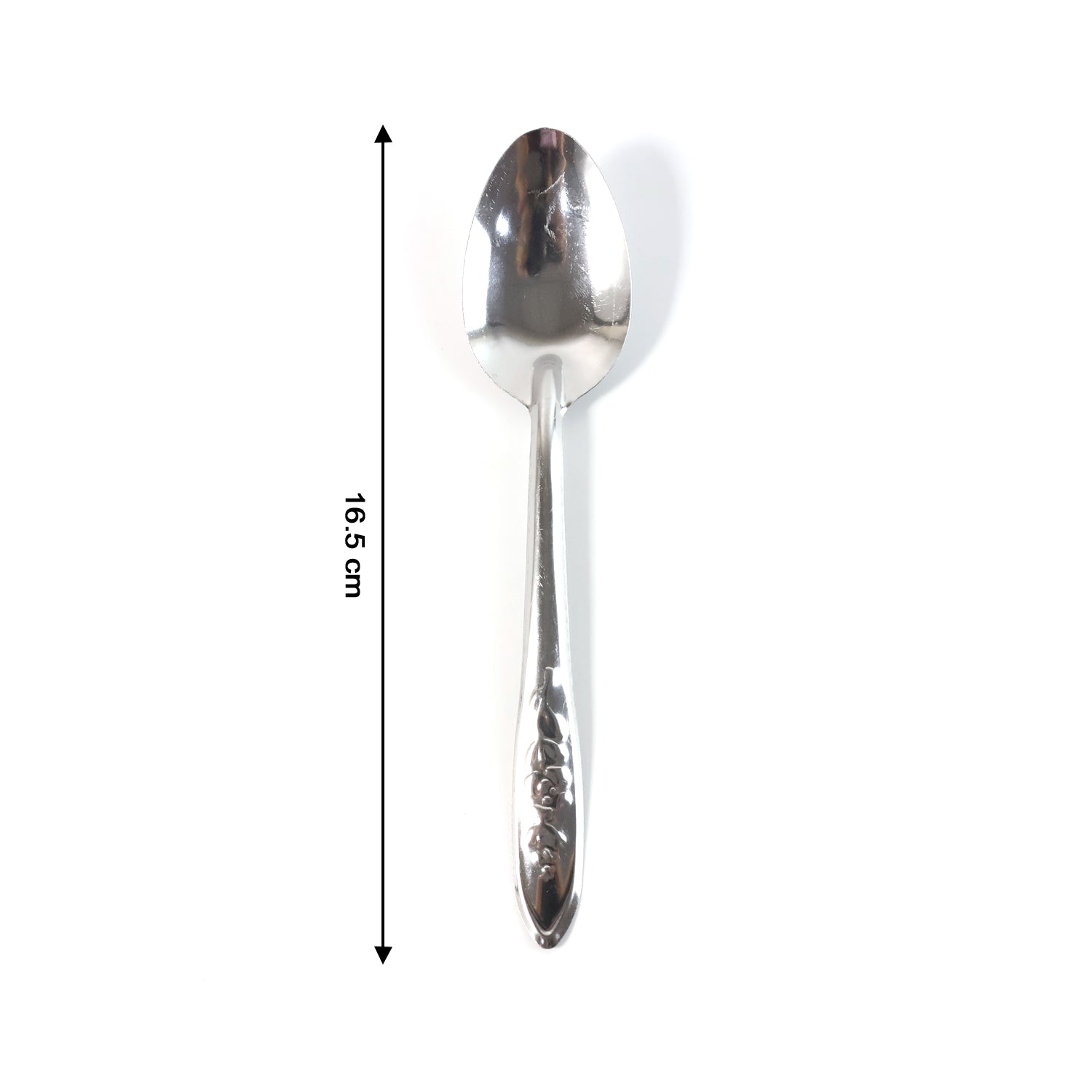 Set of 12 Wukusy premium stainless steel table spoons arranged on a dining table, showcasing sleek, polished design.