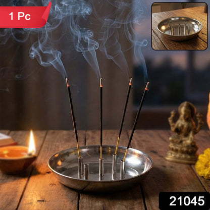 Stainless steel Agarbatti stand by Wukusy with five slots for incense sticks, sleek and durable for home use