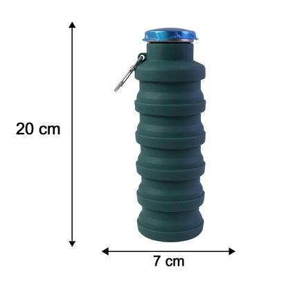 Wukusy silicone foldable collapsible 500ml leak-proof travel sports water bottle, shown in a compact, foldable form.