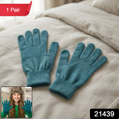 Pair of Wukusy warm winter knitted gloves for men and women, soft, stretchable, cozy for cold weather.