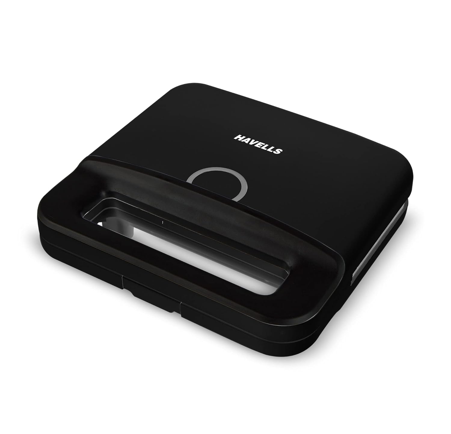 Seasons Havells Perfect Fill Plus Grill sandwich maker in black with non-stick plates for easy cooking and clean-up.