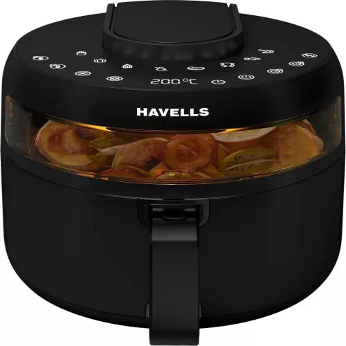 Seasons Havells Prolife Crystal 5L Air Fryer with digital controls and sleek design for healthy cooking.