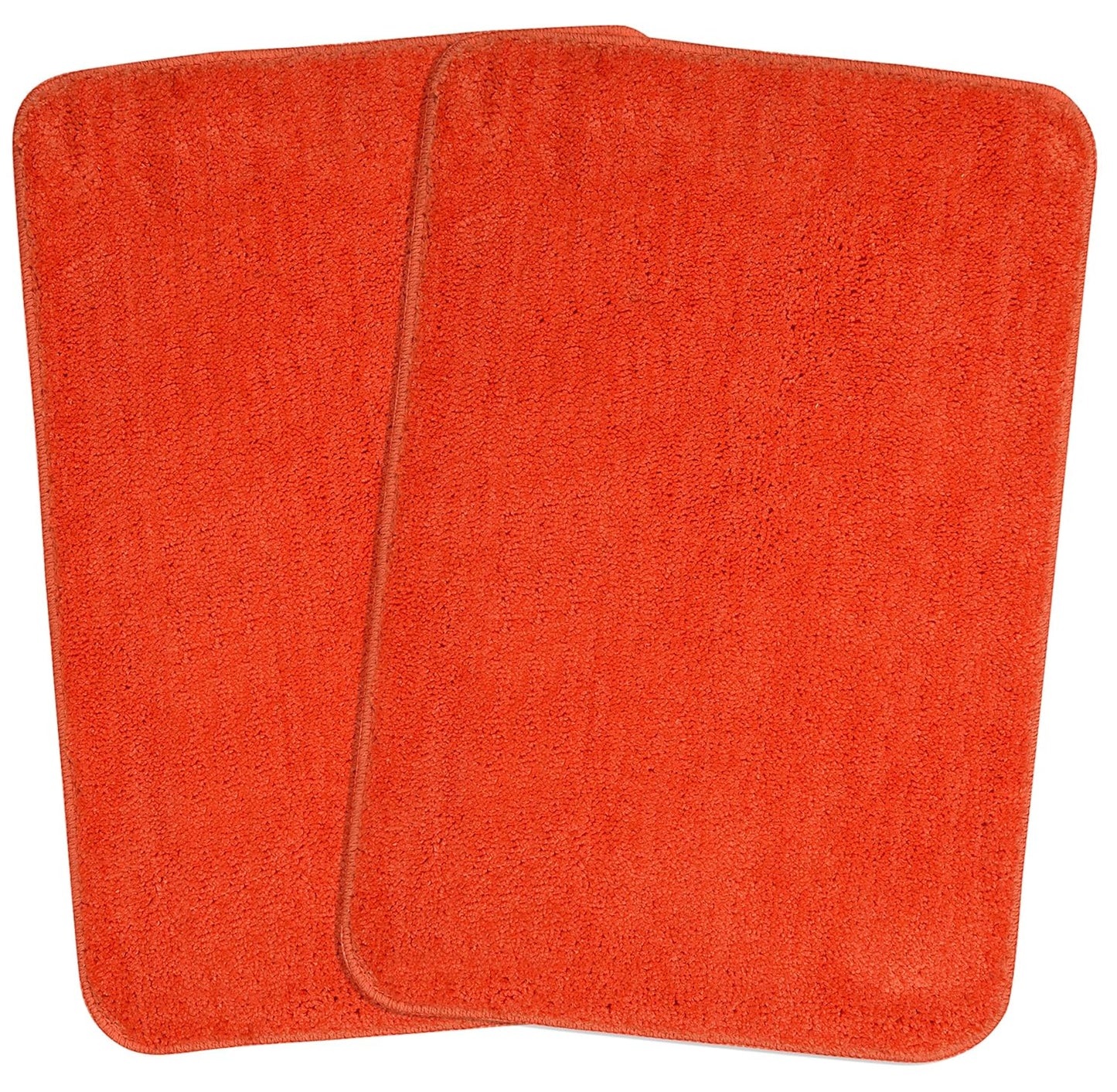 Pair of orange Seasons anti-skid bath mats with textured surface for safety and comfort in the bathroom.