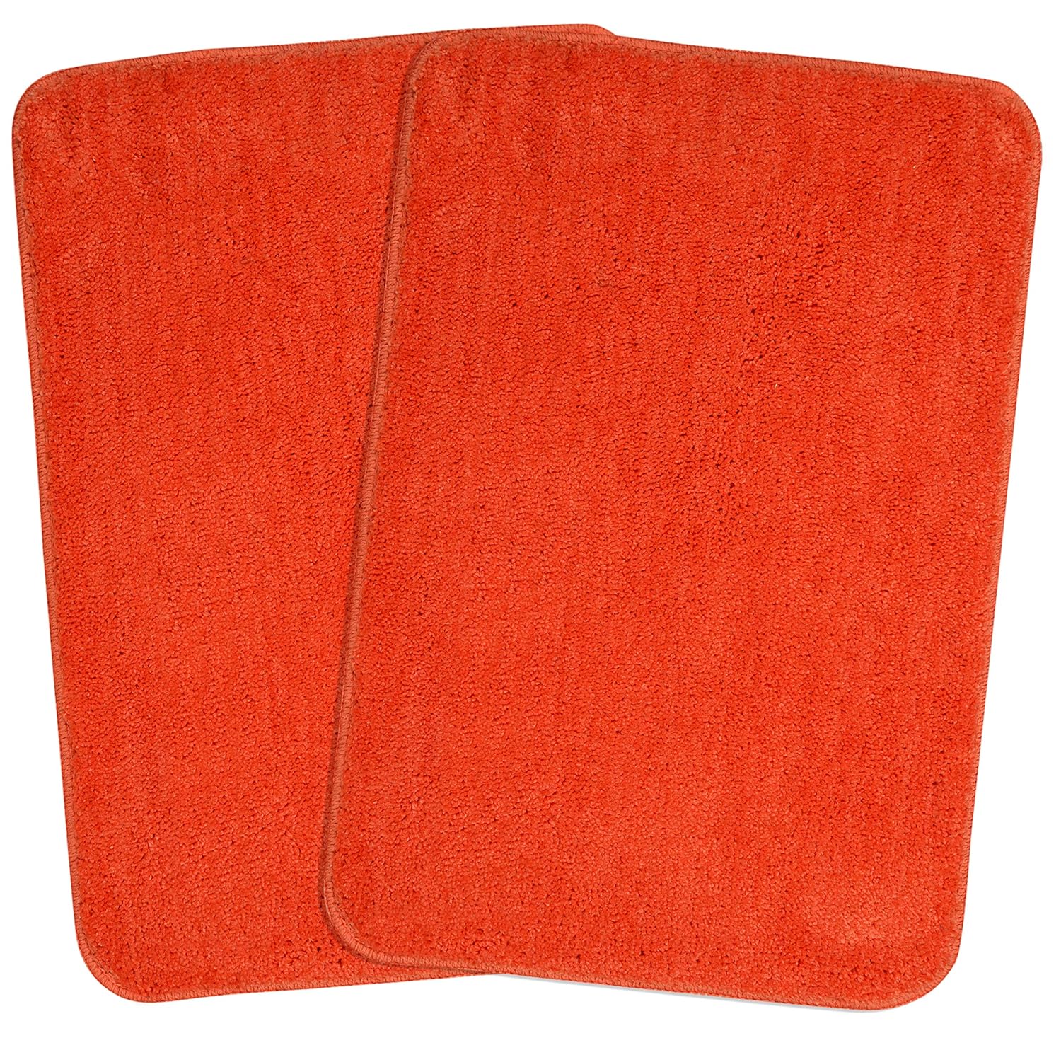 Pair of orange Seasons anti-skid bath mats with textured surface for safety and comfort in the bathroom.