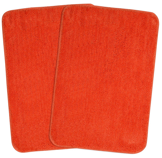 Pair of orange Seasons anti-skid bath mats with textured surface for safety and comfort in the bathroom.