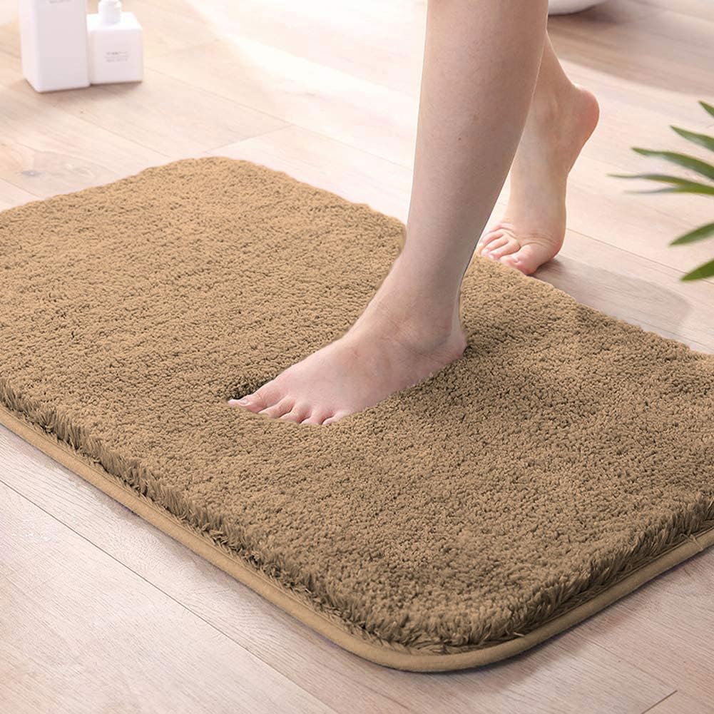 Gold Seasons bath mat for bathroom, soft and absorbent, shown on a tiled bathroom floor. Pack of 1.