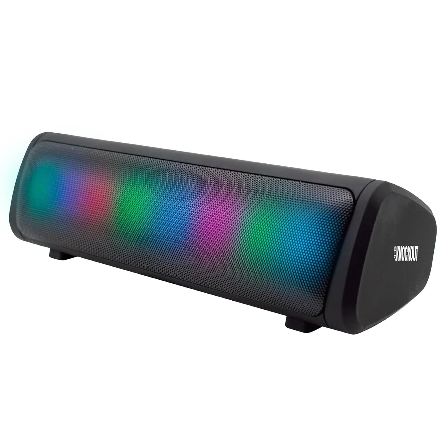 Seasons Zebronics Zeb-Knockout Bluetooth speaker in black with call and TWS functions, mono channel, BT v5.4 wireless audio device.