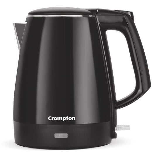 Seasons Crompton ACGEK- ACTIVHOT1.5 electric kettle in black, 1.5-liter capacity, with a sleek design and handle for boiling water.