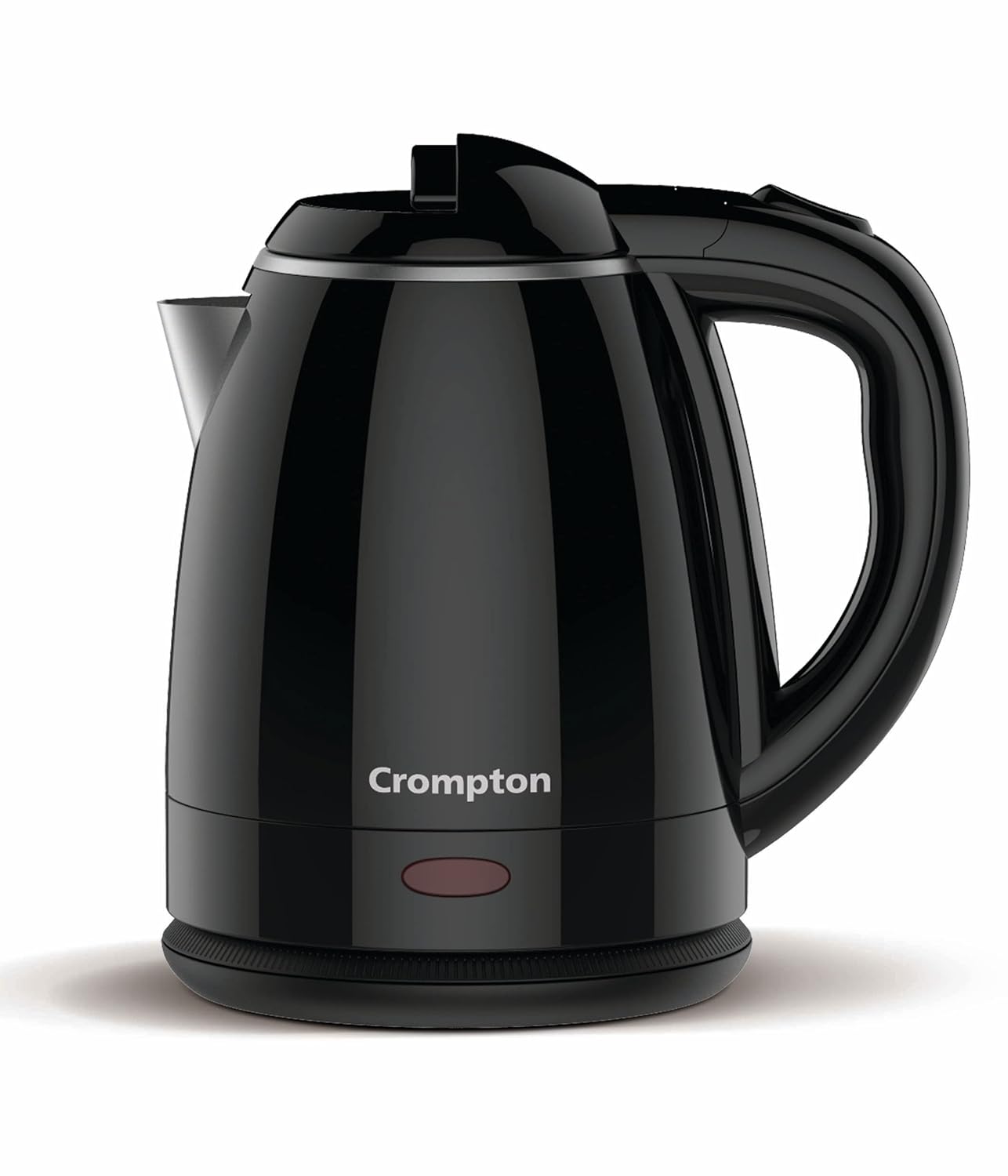 Seasons Crompton ActivHot 1.2L black electric kettle with a sleek design and clear water level indicator.