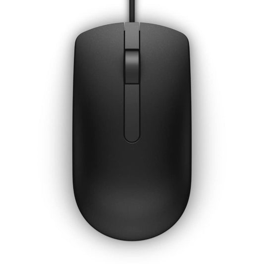 Seasons Dell MS 116-BK wired optical mouse in black with USB connection, ergonomic design for comfortable use.