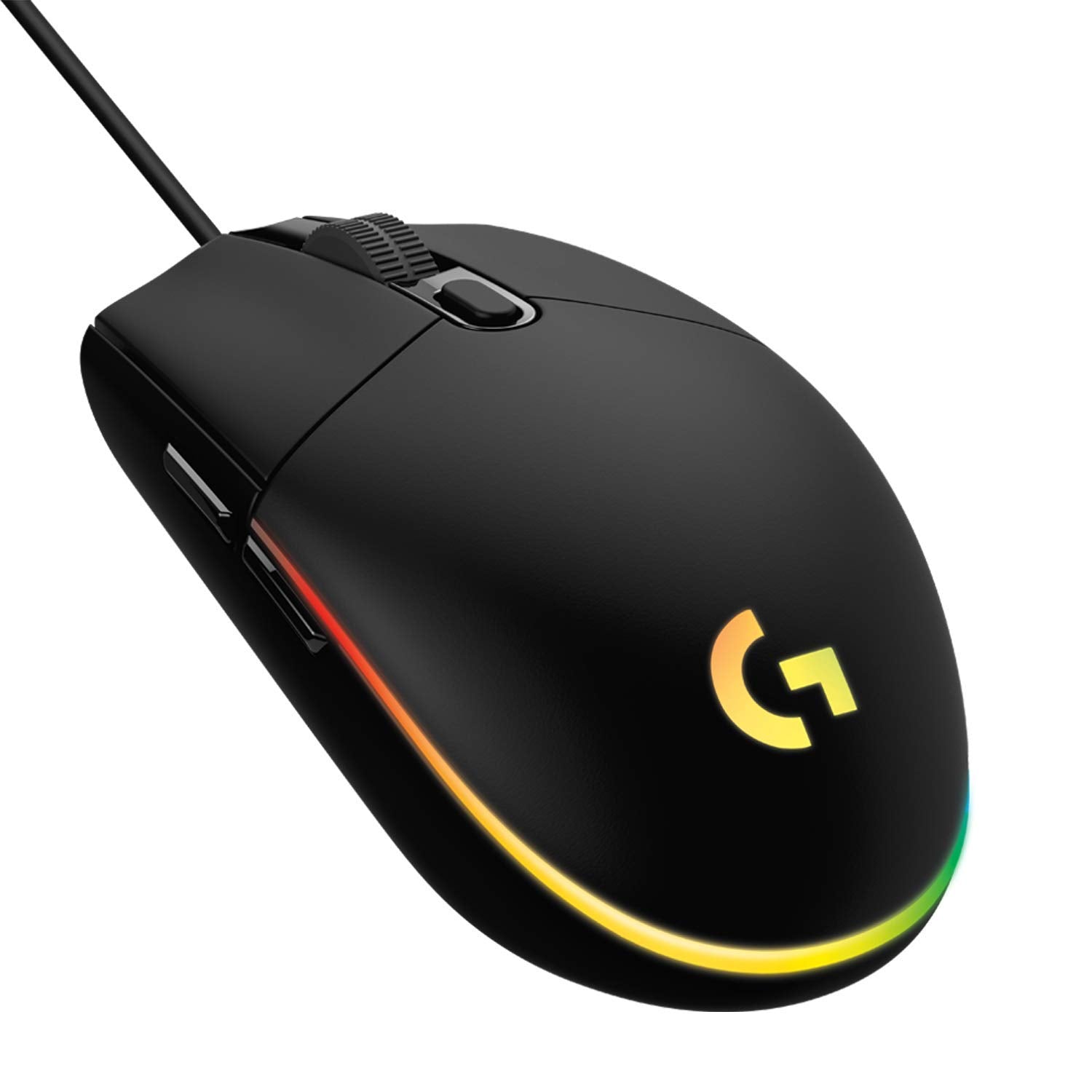 Seasons Logitech G102 Light Sync gaming mouse with adjustable DPI up to 8000, six programmable buttons, RGB lighting, wired optical design.