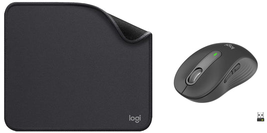 Seasons Logitech M650 Silent wireless optical mouse in graphite, designed for small to medium hands, with 2.4GHz wireless and Bluetooth.