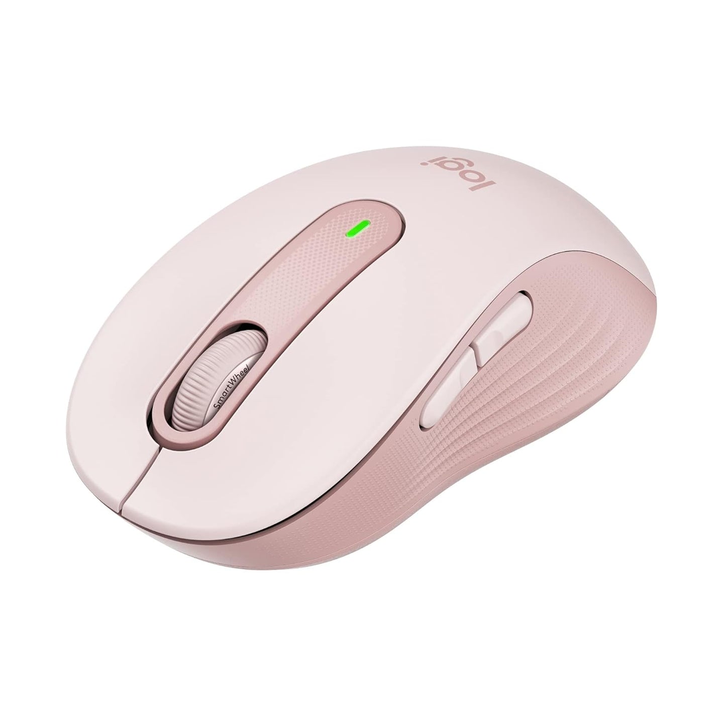 Seasons Logitech M650 Silent wireless optical mouse in rose color for small to medium hands, featuring 2.4GHz wireless and Bluetooth.