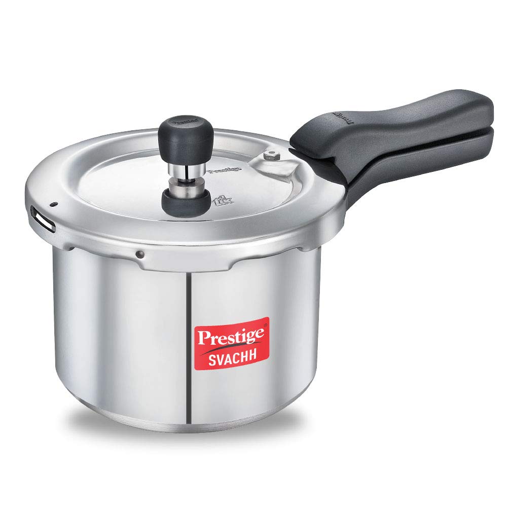 Seasons Prestige by TTK Popular Svachh 3L aluminium pressure cooker with safety lid and sturdy handles.