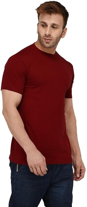 Men's plain cotton T-shirt in rust red from Seasons, featuring a comfortable fit and simple design.