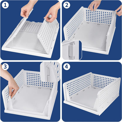 Wukusy 7732 three-layer plastic clothes organizer for wardrobe, foldable, stackable, and multi-purpose drawer storage solution.