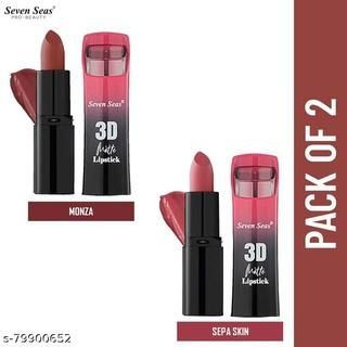Two SEVEN SEAS 3D matte lipstick tubes in mixed colors from Drpshippr, showcasing their sleek packaging and vibrant shades.