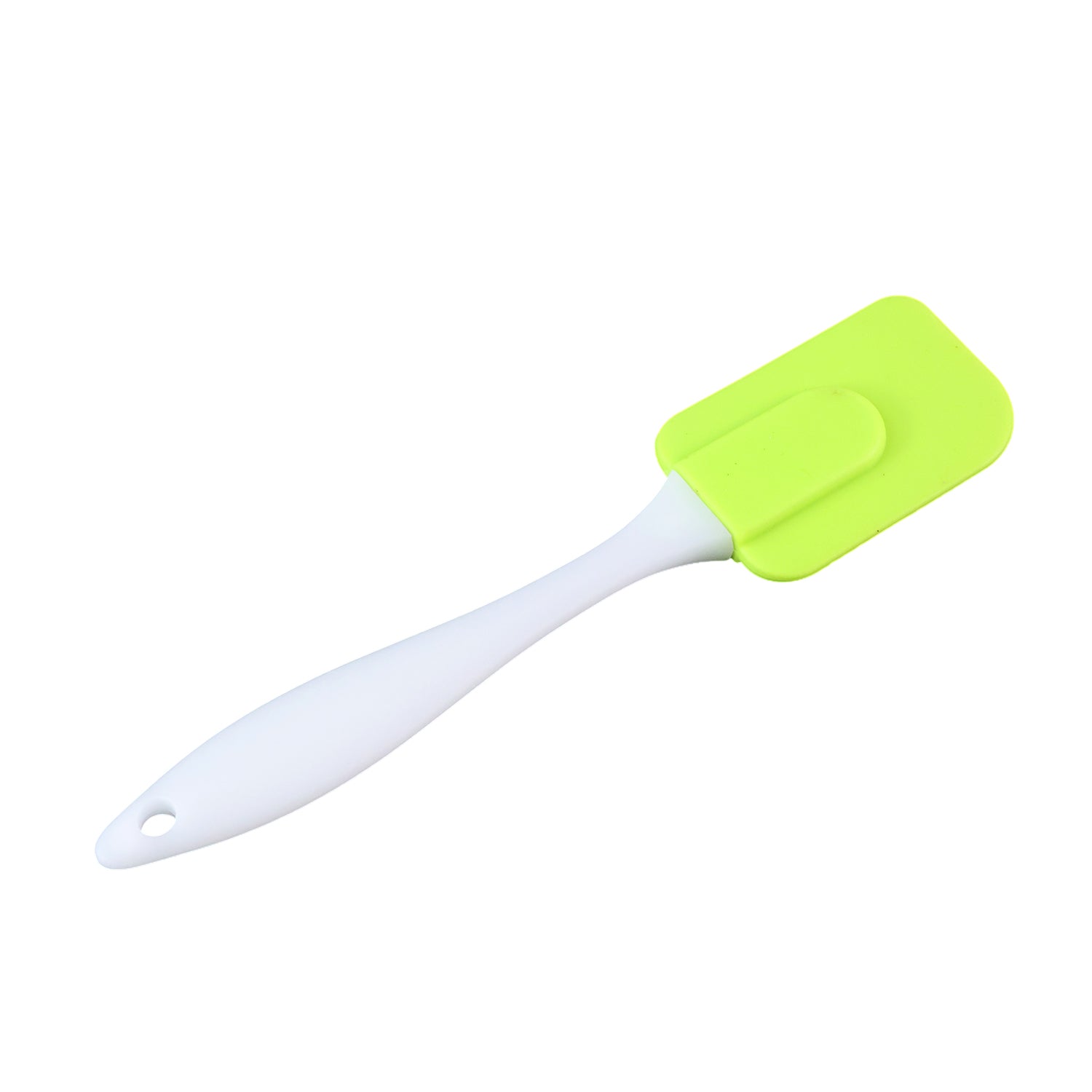 Wukusy silicone cooking spatula for baking, 18 cm long, with a flexible head and ergonomic handle, ideal for stirring and scraping.