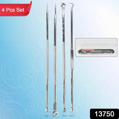 Wukusy blackhead remover 4-in-1 stainless steel pimple extractor tool with multiple attachments for pore cleansing and acne extraction