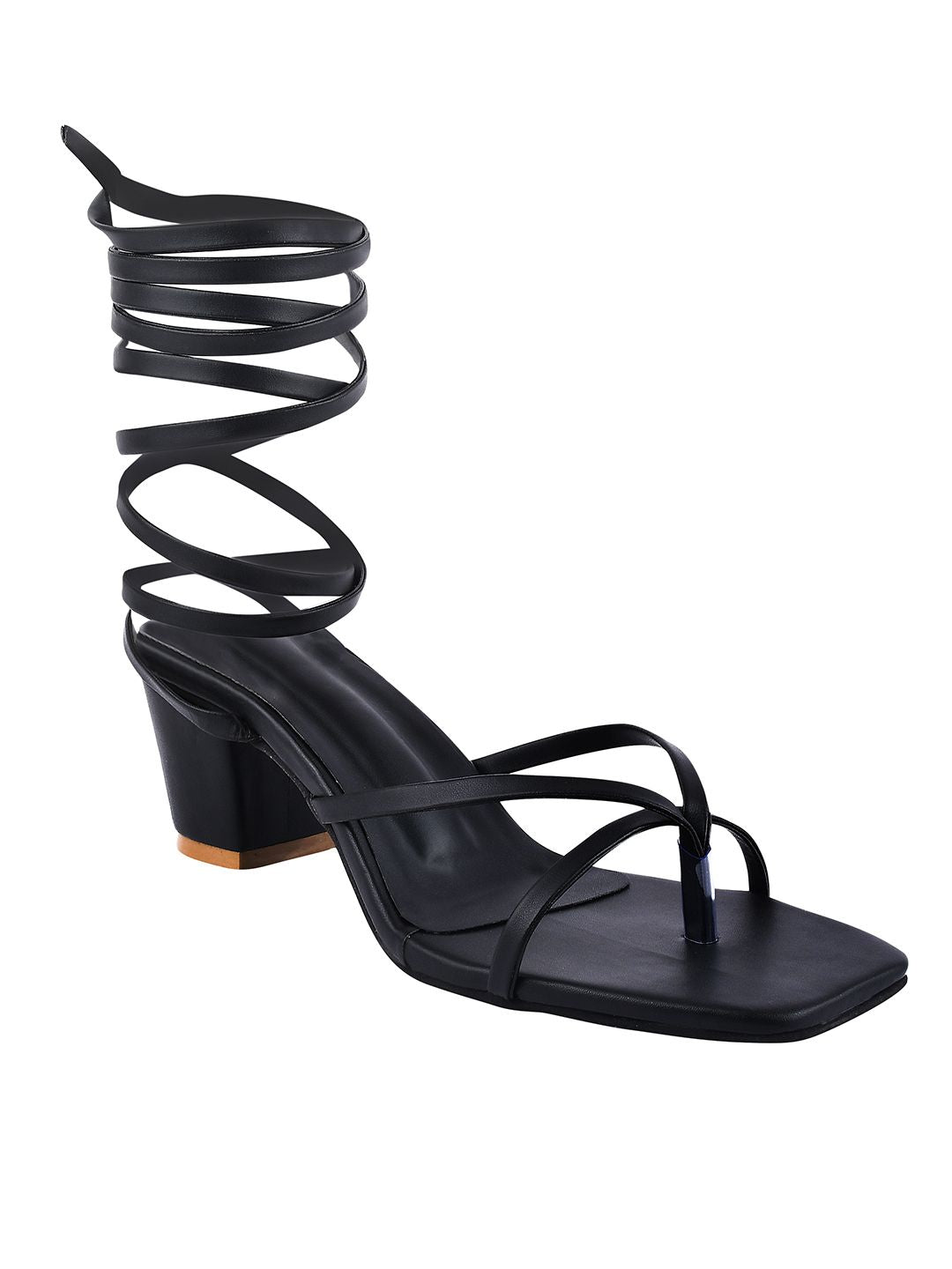 Black women's sandal from Shoetopia's men's collection by Drpshippr, featuring open-toe design and stylish heel for casual wear