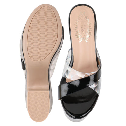 Black women's sandal from Shoetopia's collection, featuring stylish heels and open-toe design by Drpshippr.