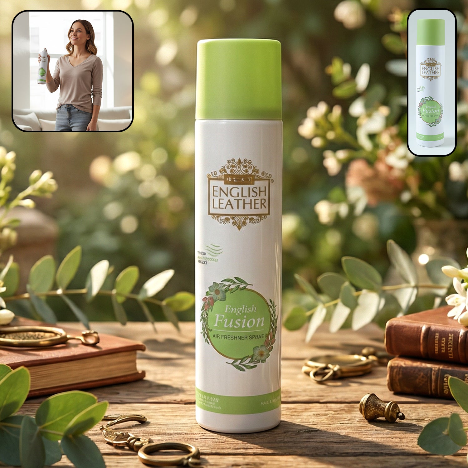 Wukusy premium air freshener spray bottle with 220ml of floral fragrance, showcasing the sleek design and spray nozzle.