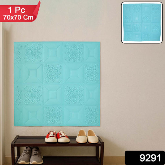 3D foam wallpaper sticker panel by Wukusy, 70x70 cm, showing textured, decorative wall panel with geometric design.