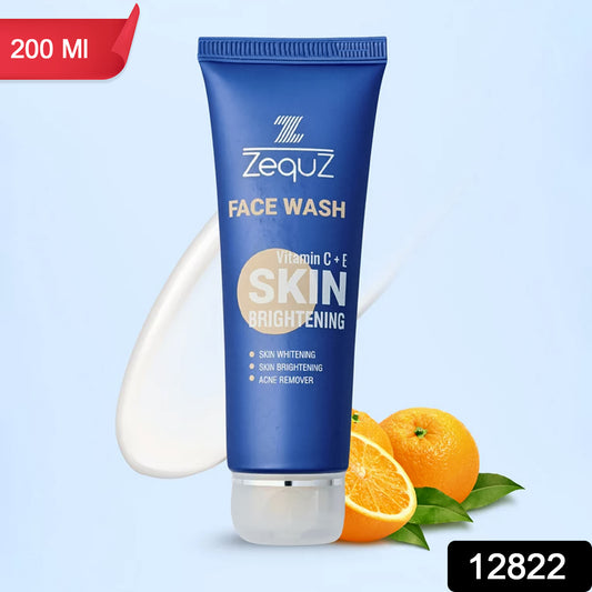 Wukusy Zequz Vitamin C + E Brightening Face Wash in a 200ml bottle, showing the transparent gel with a clean, bright packaging design.