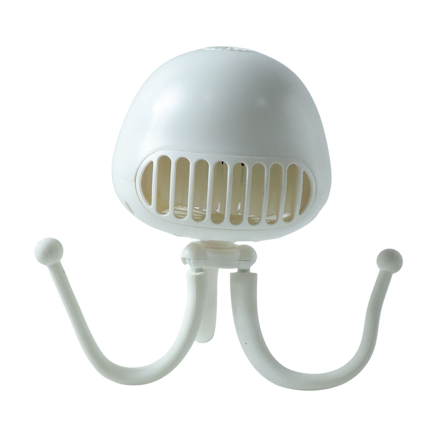 Wukusy rechargeable handheld mini projector fan showing compact design with adjustable fan and projector components.
