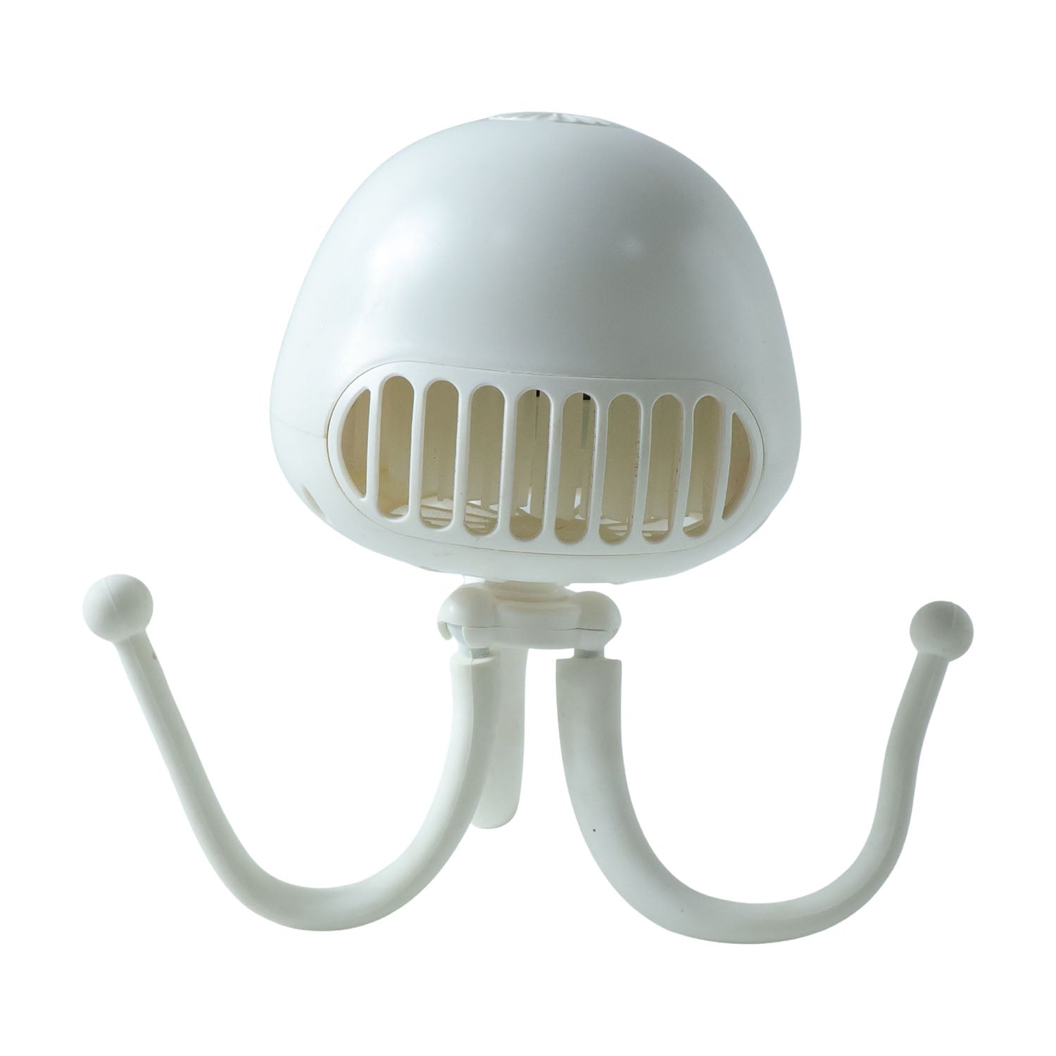 Wukusy rechargeable handheld mini projector fan showing compact design with adjustable fan and projector components.
