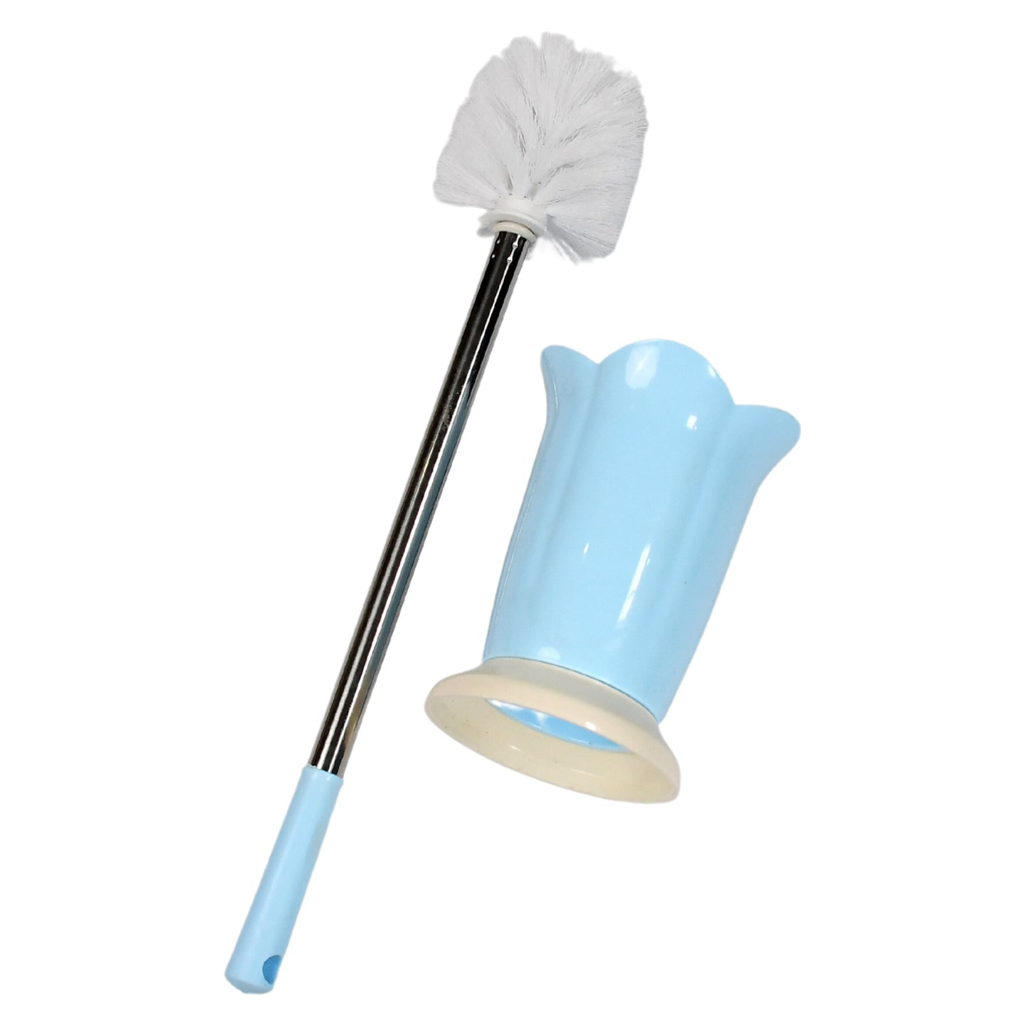 Wukusy 4673 premium plastic toilet brush with holder stand for Western and Indian toilets in bathroom cleaning setup