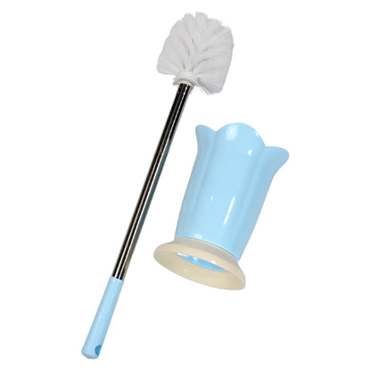 Wukusy 4673 premium plastic toilet brush with holder stand for Western and Indian toilets in bathroom cleaning setup