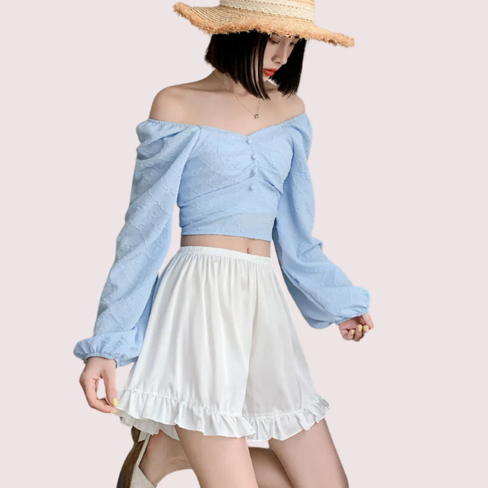 Women’s ruffled satin faux silk French underwear by Snazzyway, featuring delicate ruffle details and smooth, luxurious fabric.