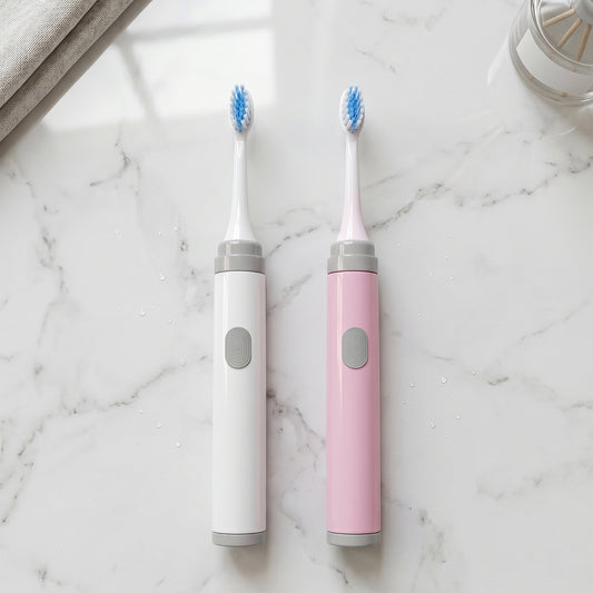 Kids electric toothbrush set by Wukusy with multiple replacement brush heads, featuring colorful toothbrushes for children.