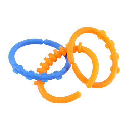 Wukusy Baby Learning Links educational toy set with three colorful plastic links and box, designed for early childhood development.