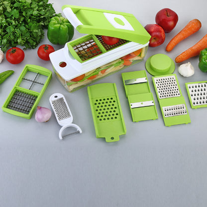 Wukusy 8110 House of Sensation Snowpearl 14-in-1 Quick Dicer with stainless steel blades and colorful ergonomic handle.