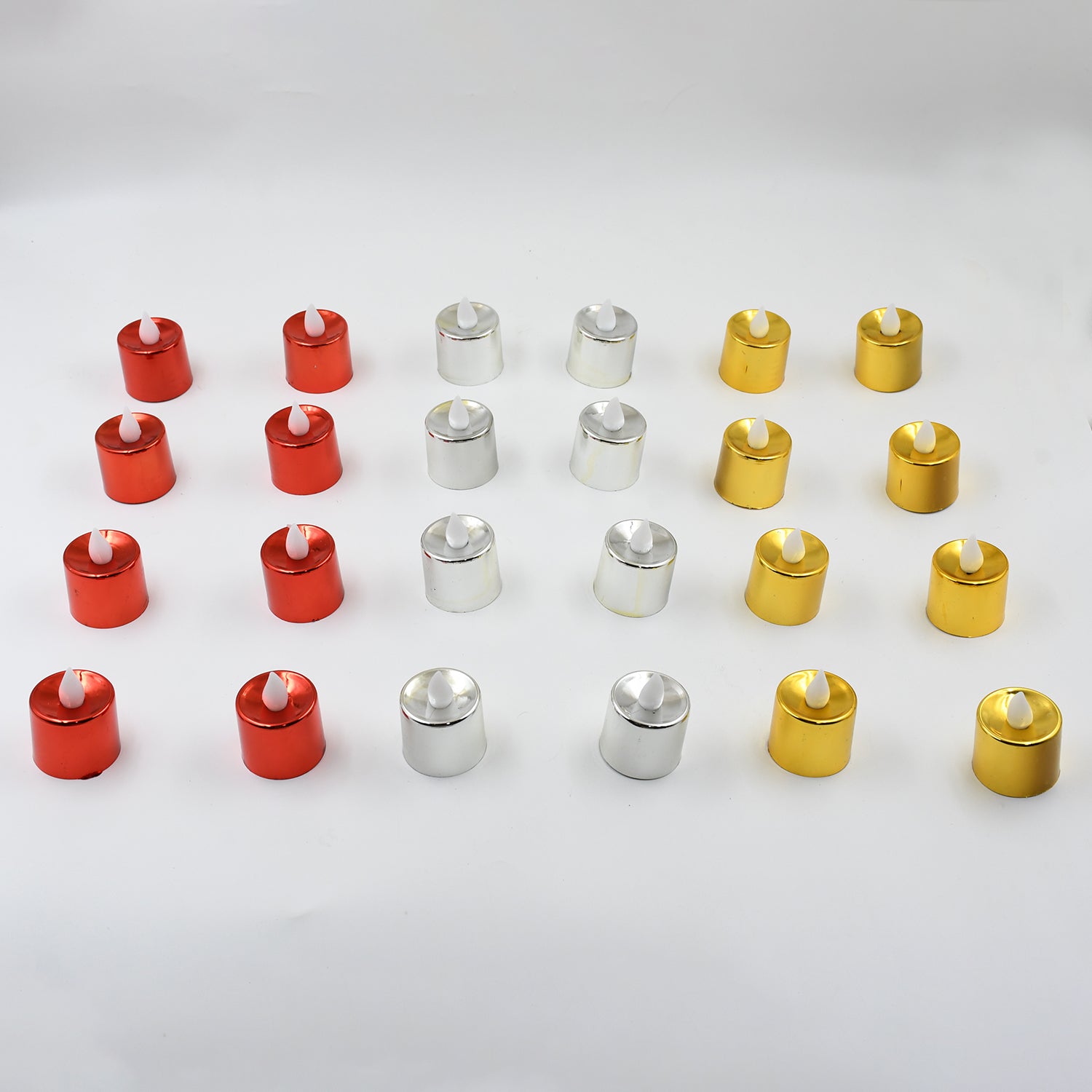 Set of 24 Wukusy LED plastic tea light candles, ideal for home decor, with a warm, flickering candlelight effect.