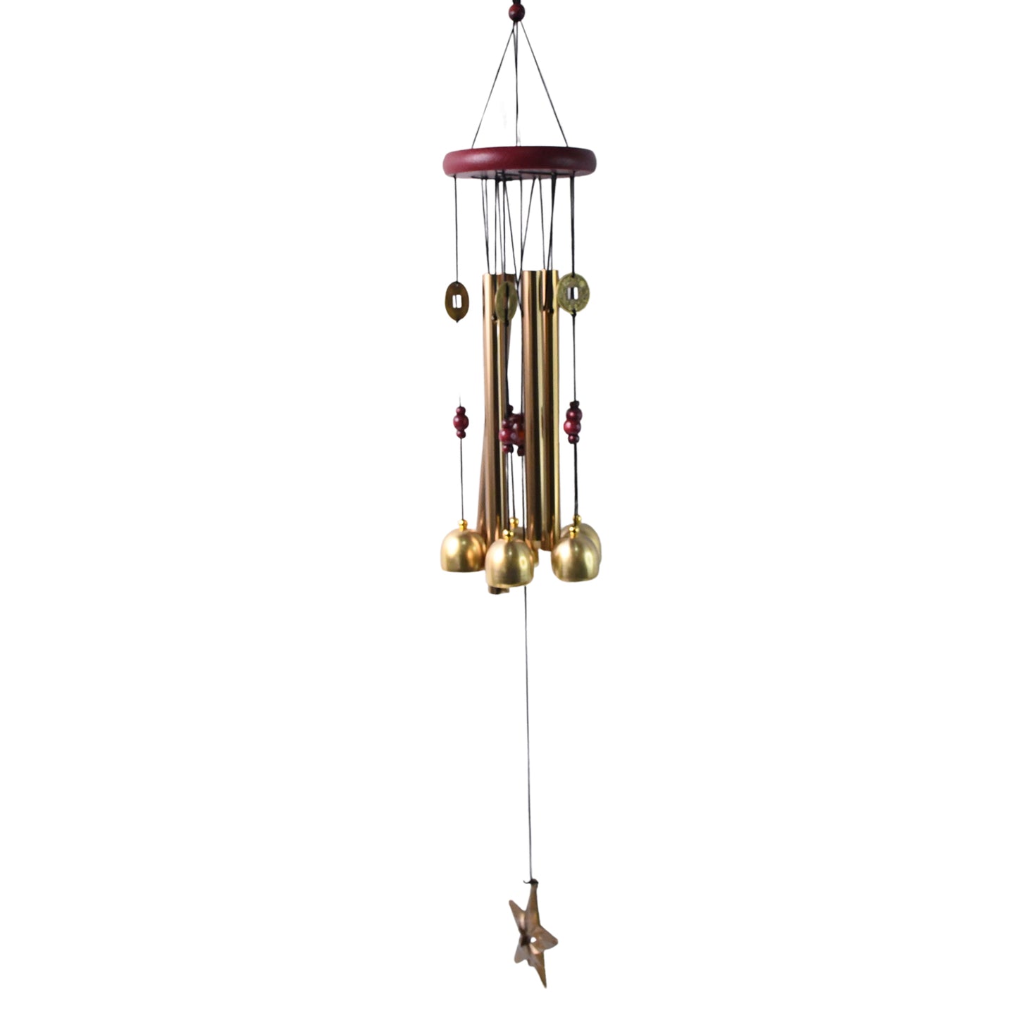 Wukusy outdoor hanging dragonfly wind chime with metal tubes and dragonfly design, perfect for garden or patio decor.