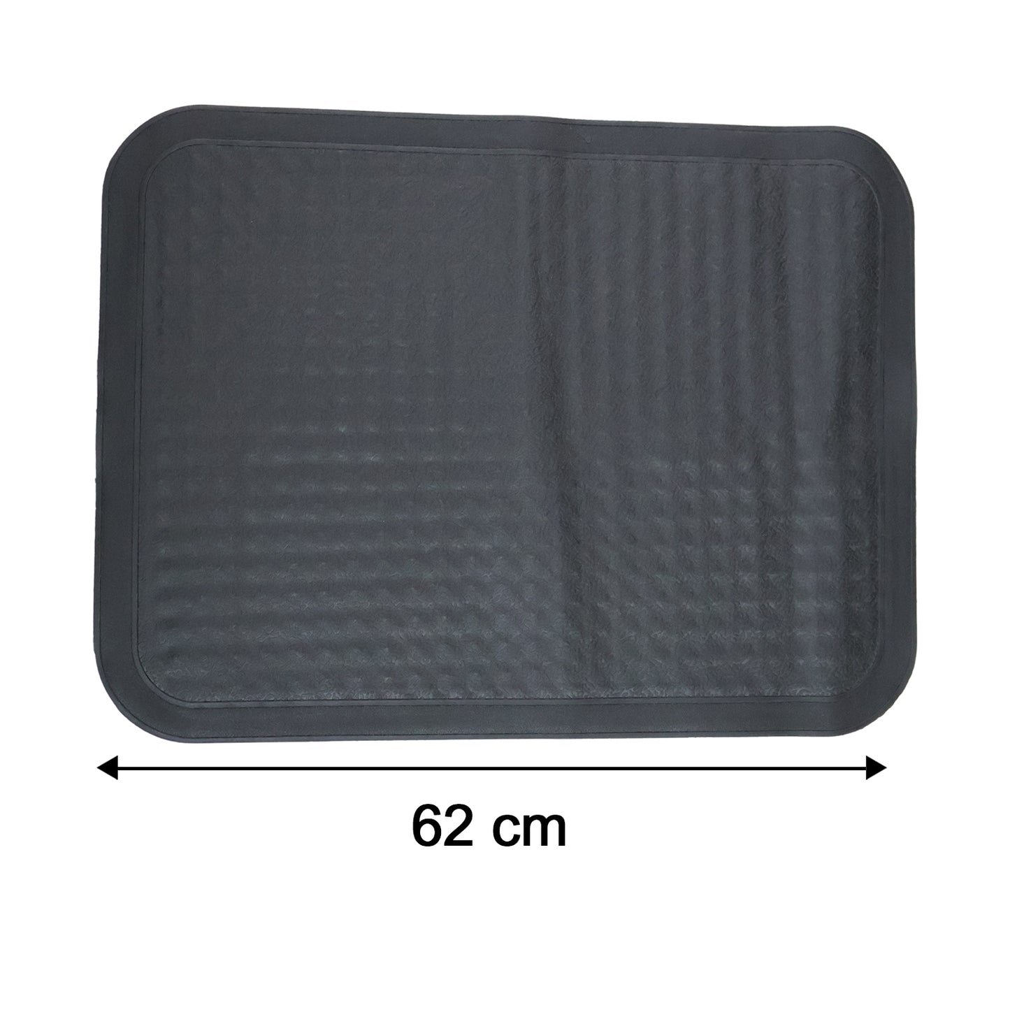 Set of four Wukusy heavy-duty anti-slip rubber car foot mats with textured surface for secure footing in vehicle interior.