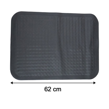 Set of four Wukusy heavy-duty anti-slip rubber car foot mats with textured surface for secure footing in vehicle interior.